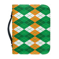Green Orange And White Argyle Print Leather Bible Cover