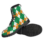 Green Orange And White Argyle Print Backpack