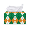 Green Orange And White Argyle Print Leather Tissue Box Cover
