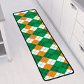 Green Orange And White Argyle Print Long Kitchen Mat