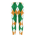 Green Orange And White Argyle Print Men's Leggings