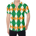 Green Orange And White Argyle Print Men's Shirt