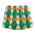 Green Orange And White Argyle Print Mesh Shorts