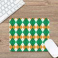 Green Orange And White Argyle Print Mouse Pad