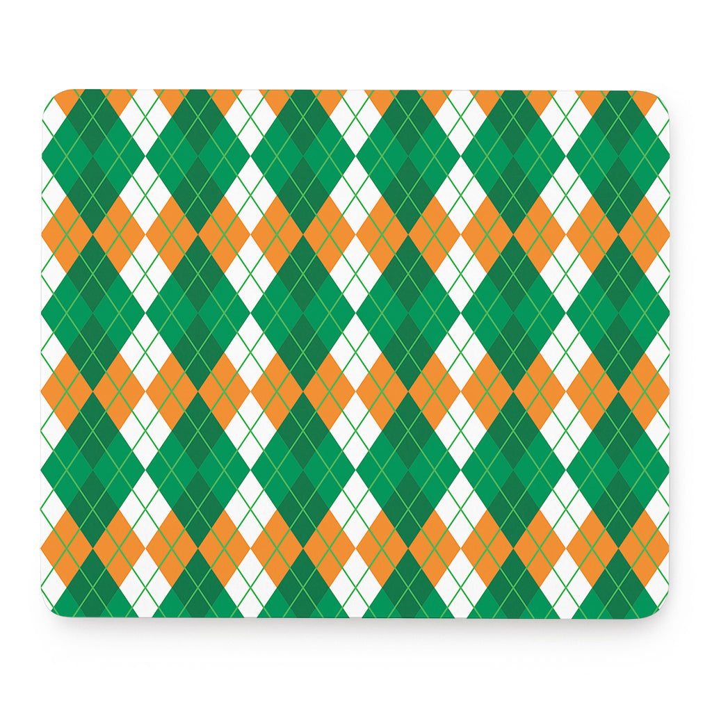 Green Orange And White Argyle Print Mouse Pad
