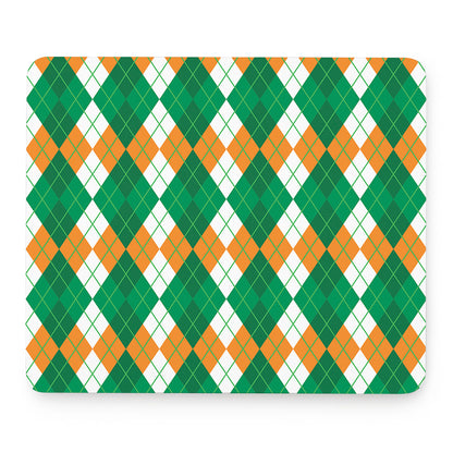 Green Orange And White Argyle Print Mouse Pad