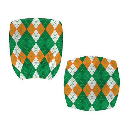 Green Orange And White Argyle Print Office Chair Cover