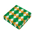 Green Orange And White Argyle Print Outdoor Seat Cushion Cover