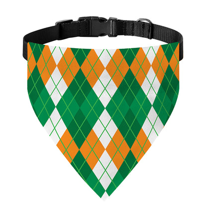 Green Orange And White Argyle Print Over The Collar Dog Bandana