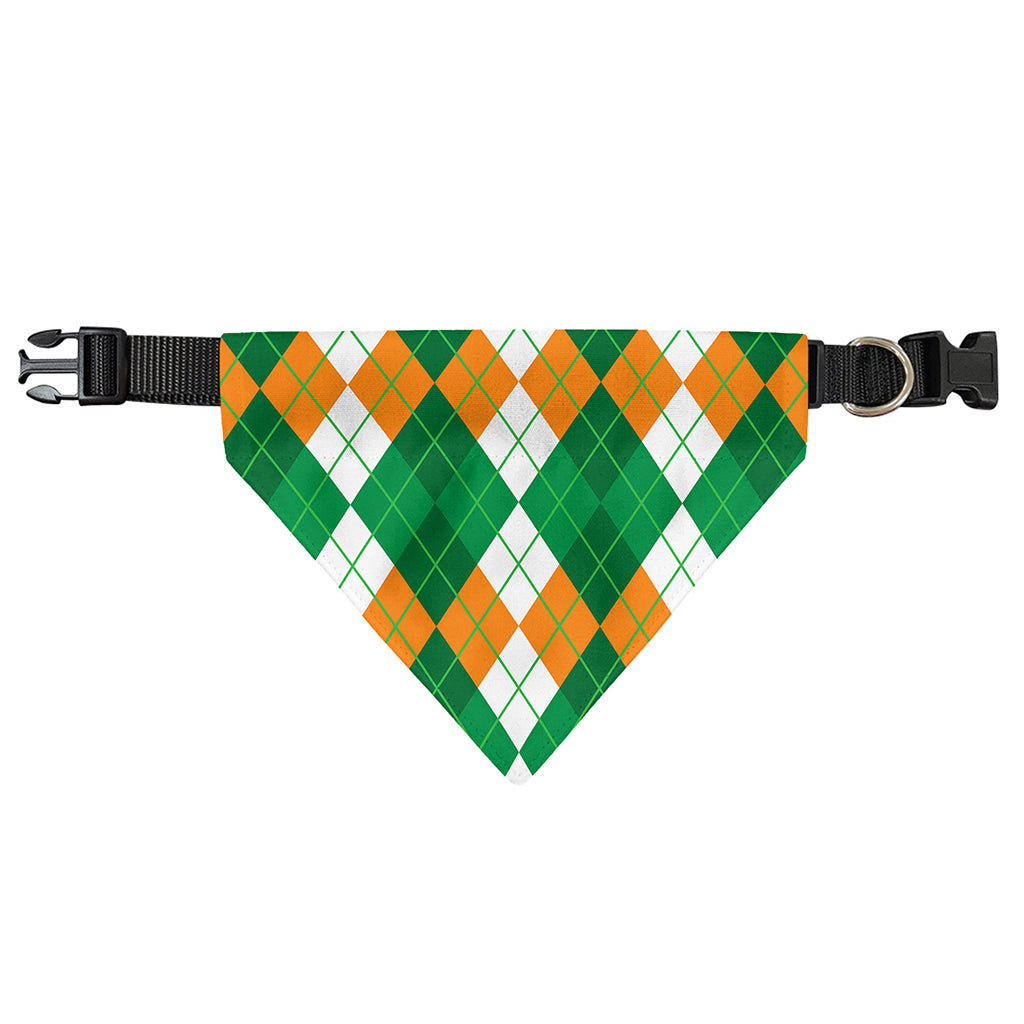 Green Orange And White Argyle Print Over The Collar Dog Bandana