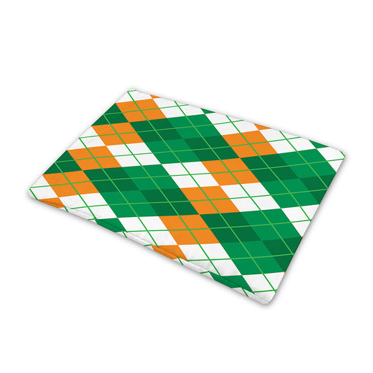 Green Orange And White Argyle Print Pet Cooling Mat Cover