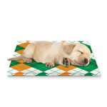 Green Orange And White Argyle Print Pet Cooling Mat Cover