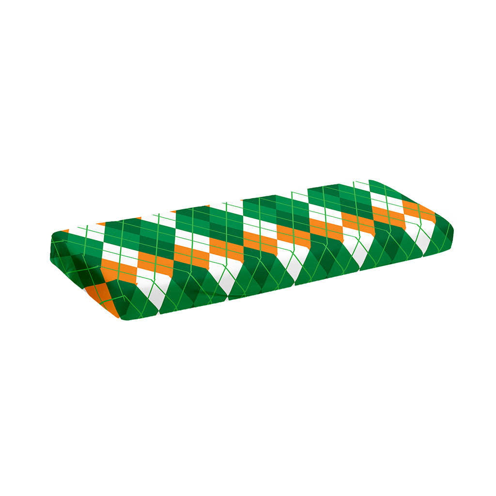 Green Orange And White Argyle Print Piano Keyboard Cover