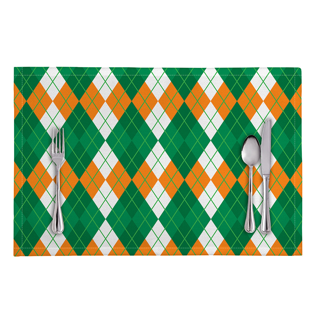 Green Orange And White Argyle Print Placemat