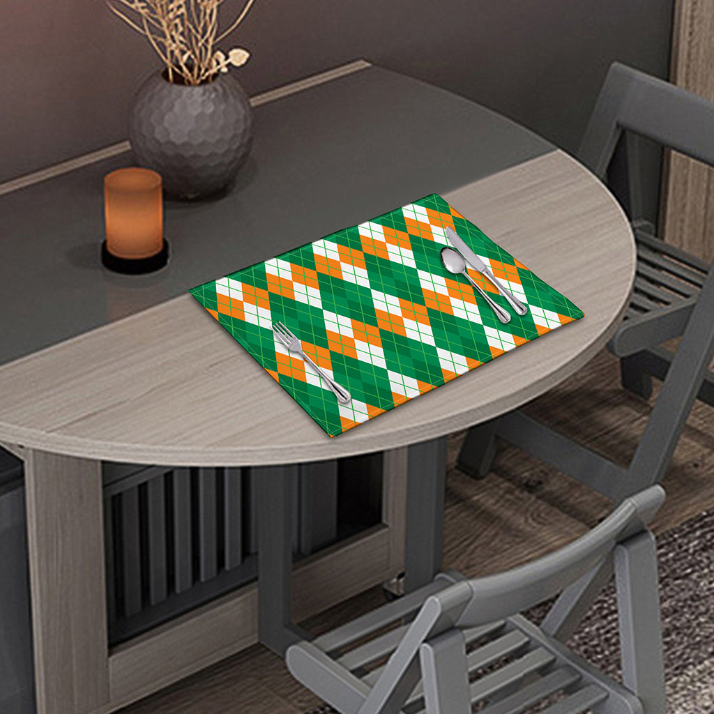 Green Orange And White Argyle Print Placemat
