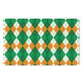 Green Orange And White Argyle Print Polyester Doormat