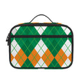 Green Orange And White Argyle Print Portable Lunch Bag