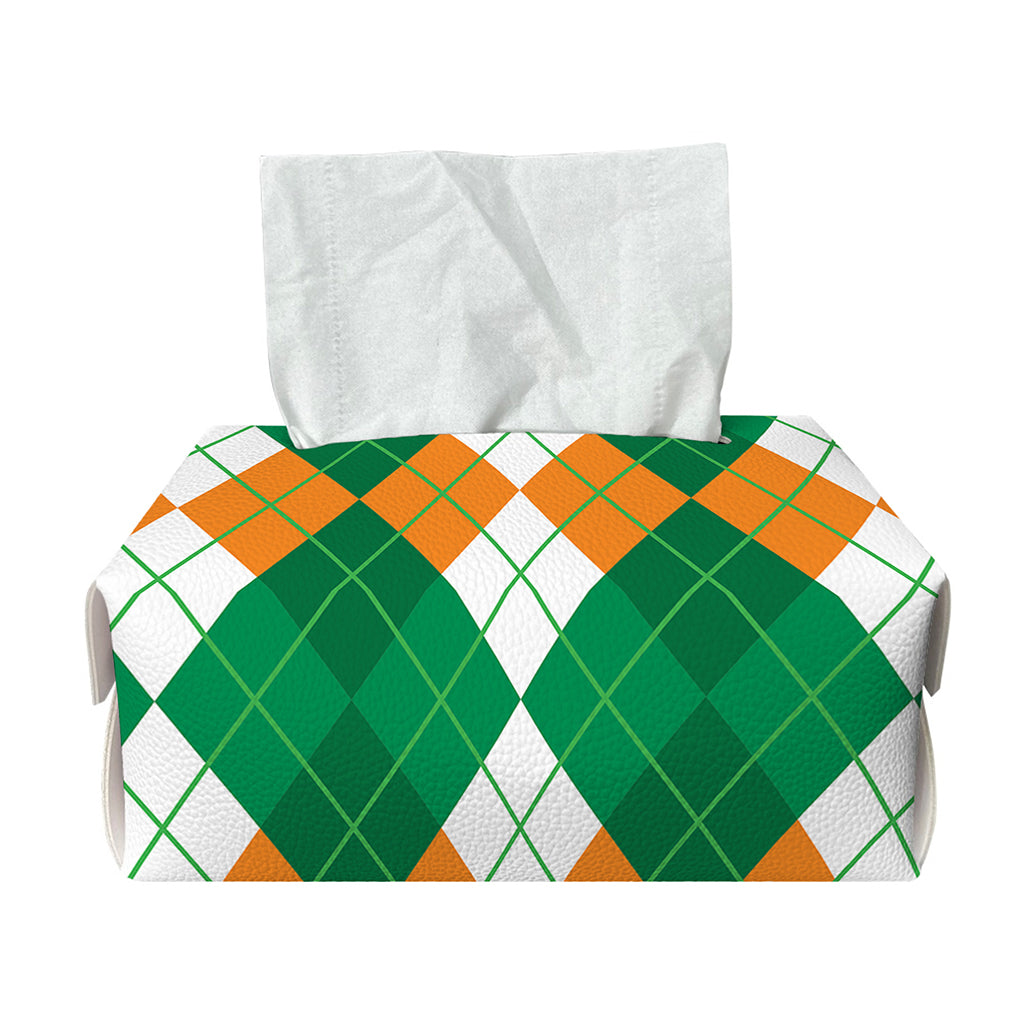 Green Orange And White Argyle Print Rectangle Tissue Box Cover