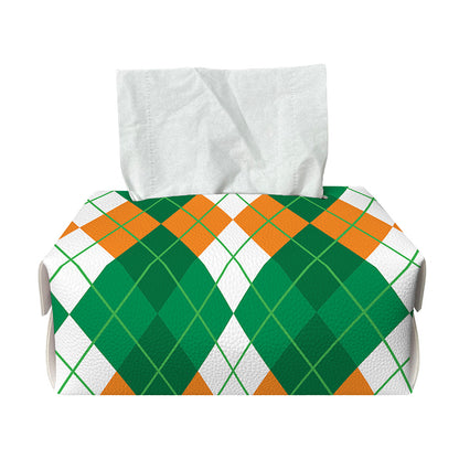 Green Orange And White Argyle Print Rectangle Tissue Box Cover