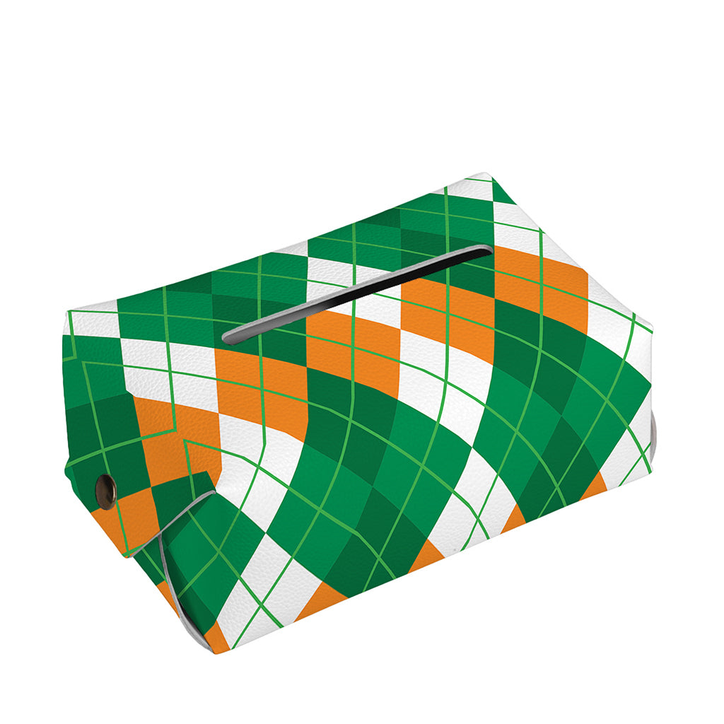 Green Orange And White Argyle Print Rectangle Tissue Box Cover
