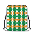 Green Orange And White Argyle Print Rectangular Crossbody Bag