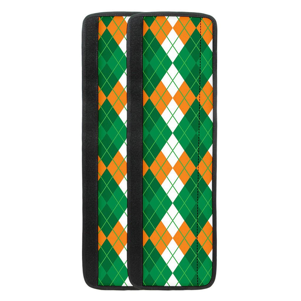 Green Orange And White Argyle Print Refrigerator Handle Covers