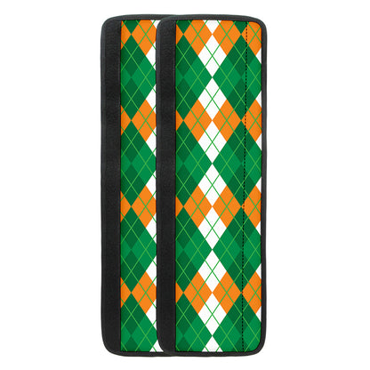 Green Orange And White Argyle Print Refrigerator Handle Covers