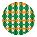 Green Orange And White Argyle Print Round Blanket