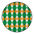 Green Orange And White Argyle Print Round Floor Mat