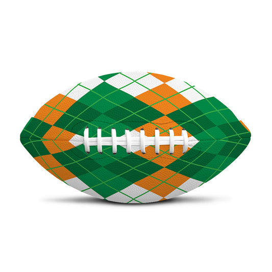 Green Orange And White Argyle Print Rugby Ball