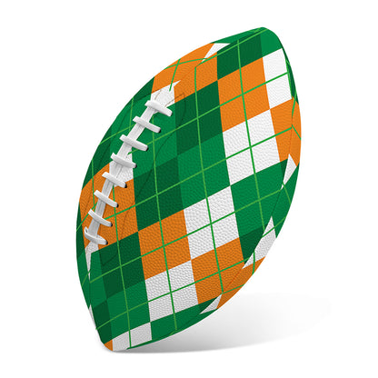 Green Orange And White Argyle Print Rugby Ball