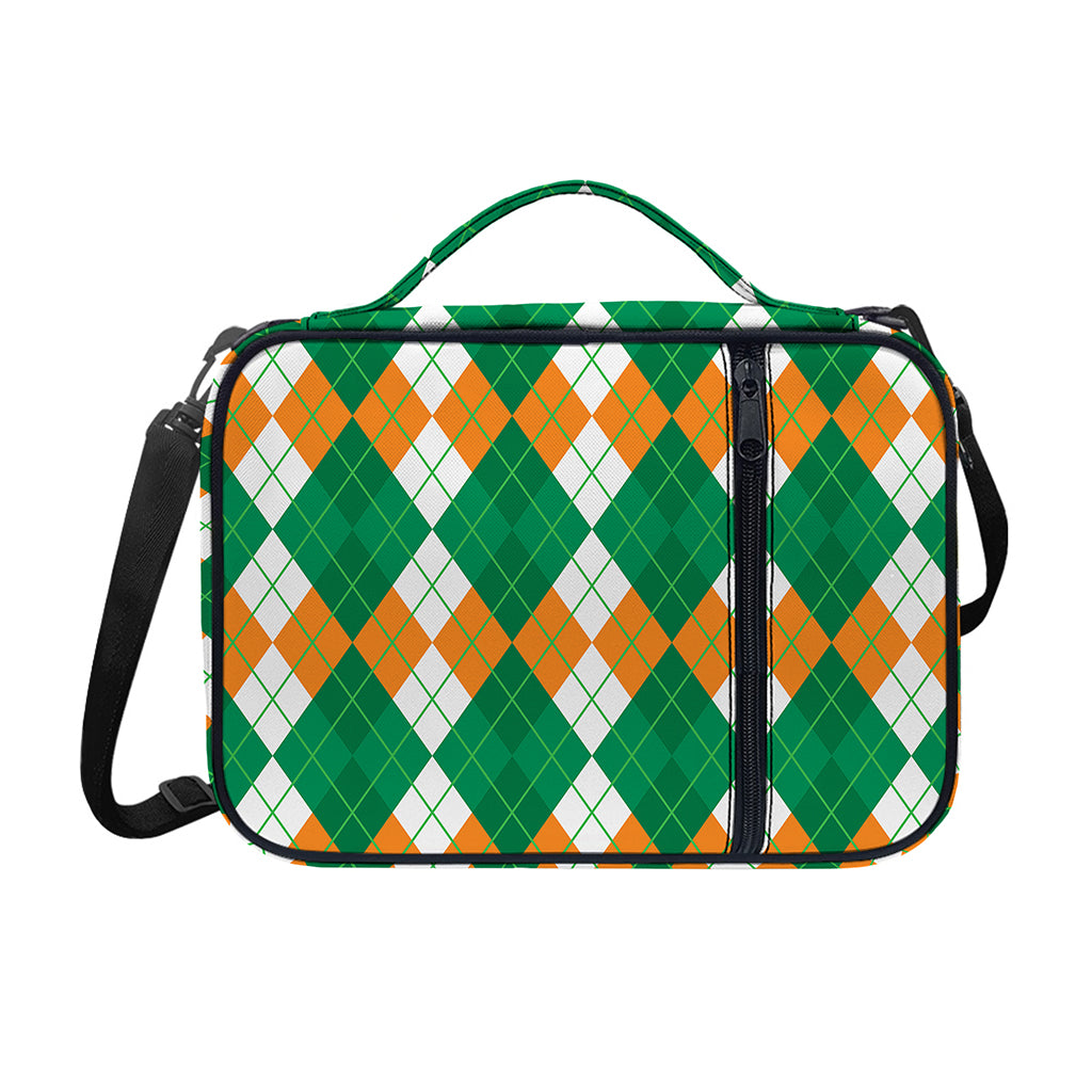 Green Orange And White Argyle Print Shoulder Strap Bible Bag