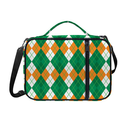 Green Orange And White Argyle Print Shoulder Strap Bible Bag
