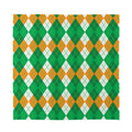 Green Orange And White Argyle Print Silk Bandana