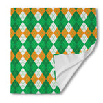 Green Orange And White Argyle Print Silk Bandana