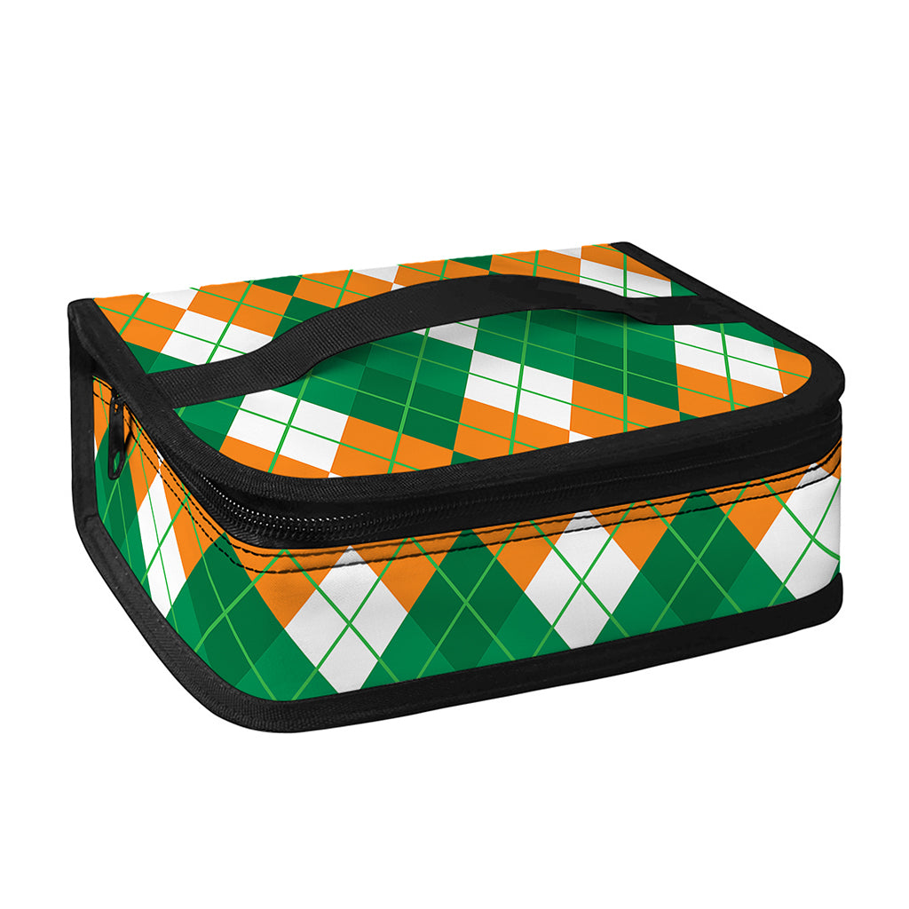 Green Orange And White Argyle Print Small Lunch Bag