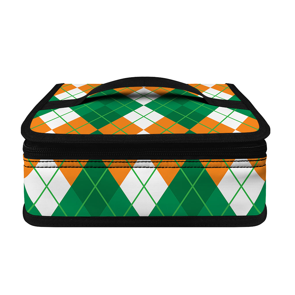 Green Orange And White Argyle Print Small Lunch Bag