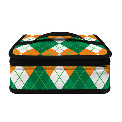 Green Orange And White Argyle Print Small Lunch Bag