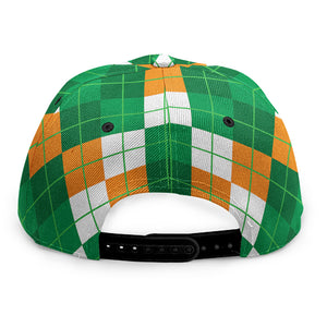 Green Orange And White Argyle Print Snapback Cap