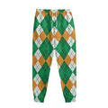Green Orange And White Argyle Print Sweatpants