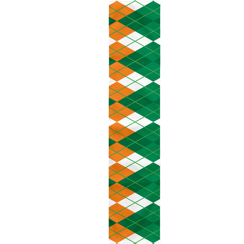 Green Orange And White Argyle Print Table Runner