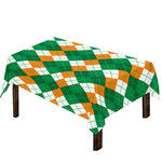 Green Orange And White Argyle Print Tablecloth