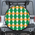 Green Orange And White Argyle Print Tire Cover