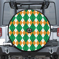 Green Orange And White Argyle Print Tire Cover With Camera Hole