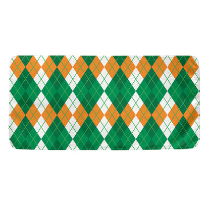 Green Orange And White Argyle Print Towel