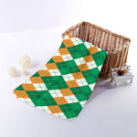 Green Orange And White Argyle Print Towel