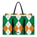 Green Orange And White Argyle Print Utility Tote Bag