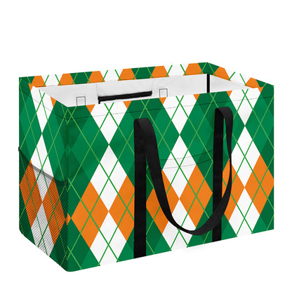 Green Orange And White Argyle Print Utility Tote Bag