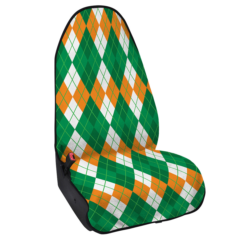 Green Orange And White Argyle Print Waterproof Car Seat Cover