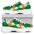 Green Orange And White Argyle Print White Chunky Shoes